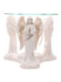 Quemador de Aceite Ángel Blanco Rezando. 10 cm altura x 12 cm ancho