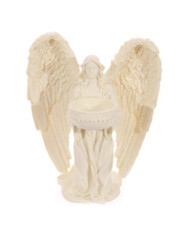 Portavelas Ángel color Crema de 18 cm Arrodillado