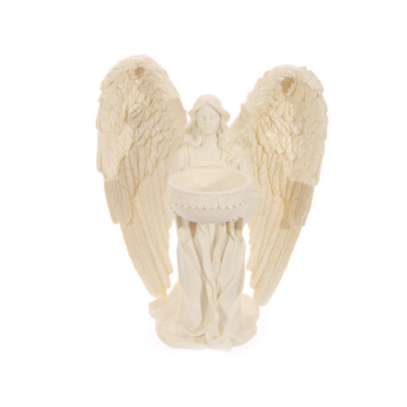 Portavelas Ángel color Crema de 18 cm Arrodillado