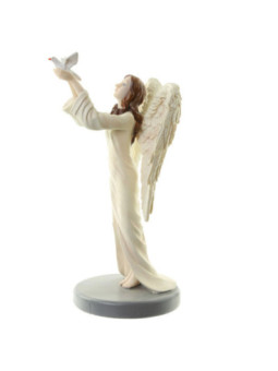 Ángel Guardián con Paloma. 22 cm altura x 11,5 ancho