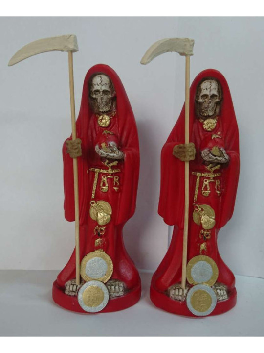 Imagen Artesanal en Resina Santa Muerte Roja. 20 cm