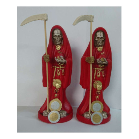 Imagen Artesanal en Resina Santa Muerte Roja. 20 cm
