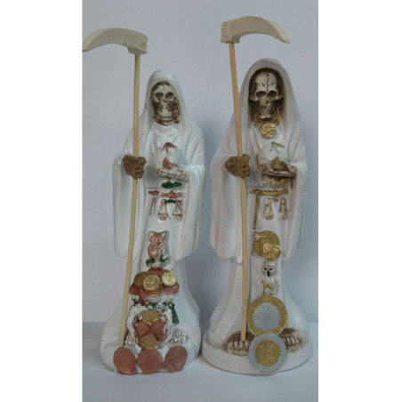 Imagen Artesanal en Resina Santa Muerte Blanca. 20 cm