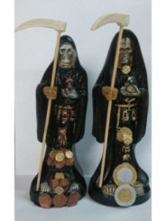 Imagen Artesanal en Resina Santa Muerte Negra. 20 cm