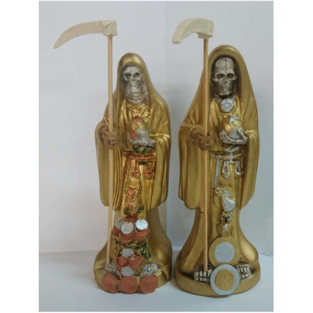 Imagen Artesanal en Resina Santa Muerte Dorada. 20 cm