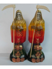 Imagen Artesanal en Resina Santa Muerte Colores. 20 cm