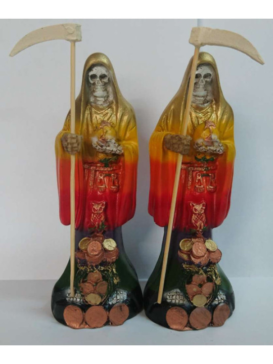 Imagen Artesanal en Resina Santa Muerte Colores. 20 cm