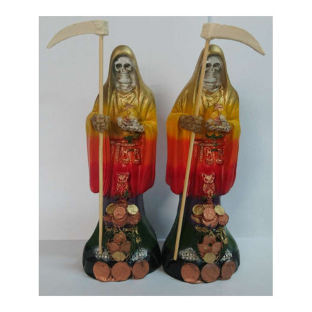 Imagen Artesanal en Resina Santa Muerte Colores. 20 cm