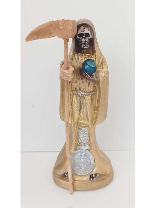 Imagen Resina Santa Muerte Dorada 15x7