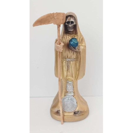 Imagen Resina Santa Muerte Dorada 15x7