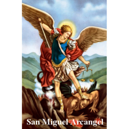 Estampa Plastificada Arcángel San Miguel 5x7,5cm