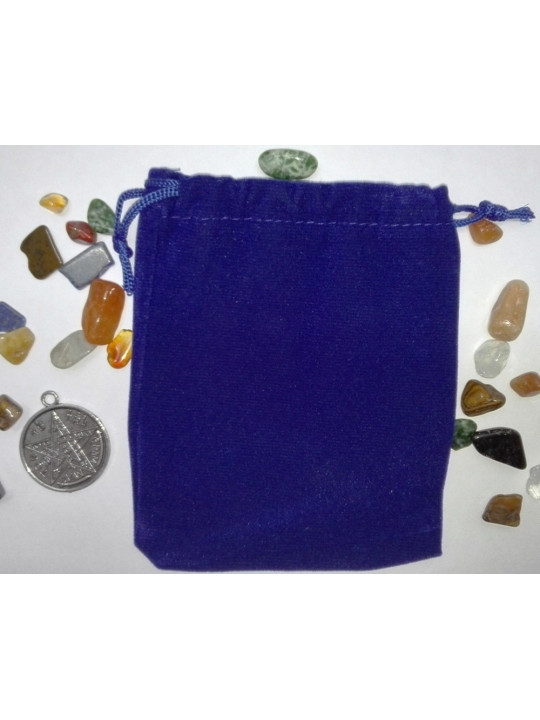 Bolsa Guarda Amuletos, Talismanes Azul Oscuro 10cm x 7cm