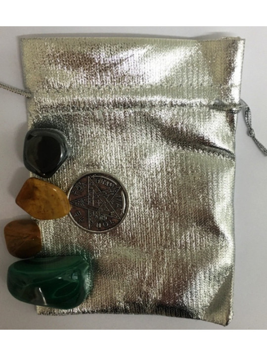 Bolsa Guarda Amuletos, Talismanes Plateada 12cm x 9cm