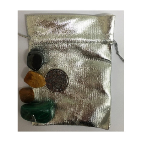 Bolsa Guarda Amuletos, Talismanes Plateada 12cm x 9cm