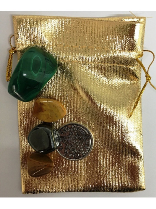 Pack Oferta 50 unidades Bolsa Guarda Amuletos, Talismanes Dorada 12cm x 9cm