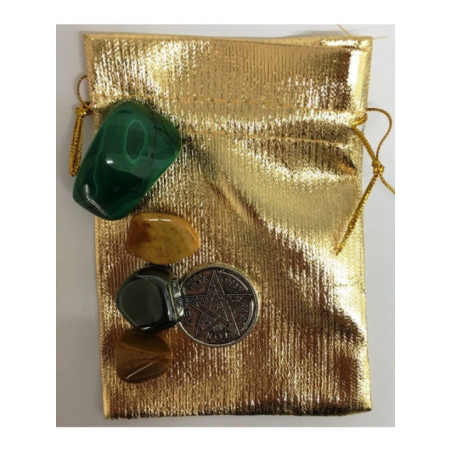 Pack Oferta 50 unidades Bolsa Guarda Amuletos, Talismanes Dorada 12cm x 9cm
