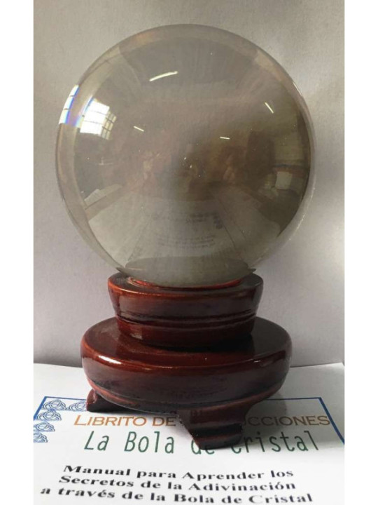 Bola Cristal 100 con Peana de Madera y Manual Instrucciones