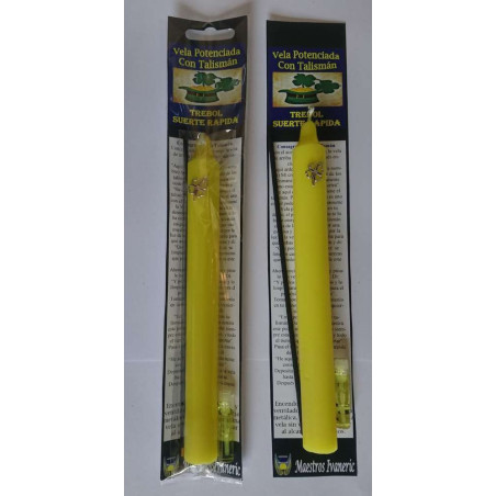 Vela Potenciada con Amuleto Trébol Suerte Rapida
