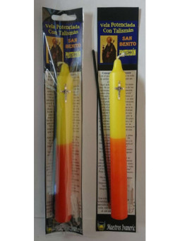 Vela Potenciada con Amuleto Cruz de San Benito. Protección