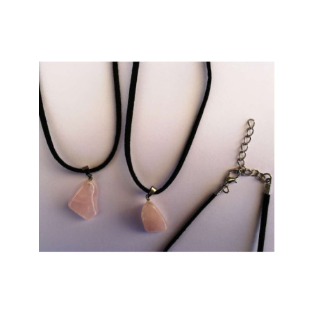 Colgante con Mineral Cuarzo Rosa