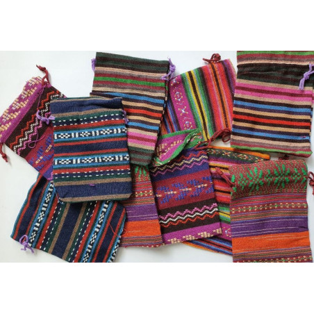 Pack Variado 10 Bolsas Étnicas de Algodón. 14 x 10 cm