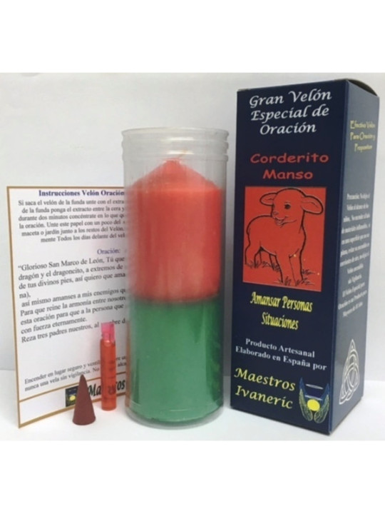 Velón Especial Potenciado Con Oración Corderito Manso