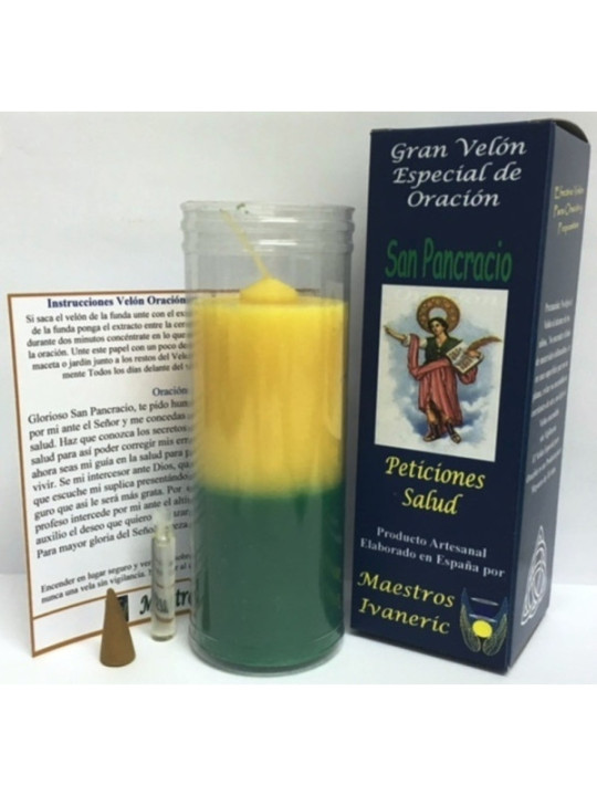Velón Especial Potenciado Con Oración San Pancracio, Salud