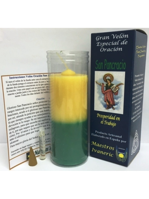 Velón Especial Potenciado Con Oración San Pancracio, Trabajo