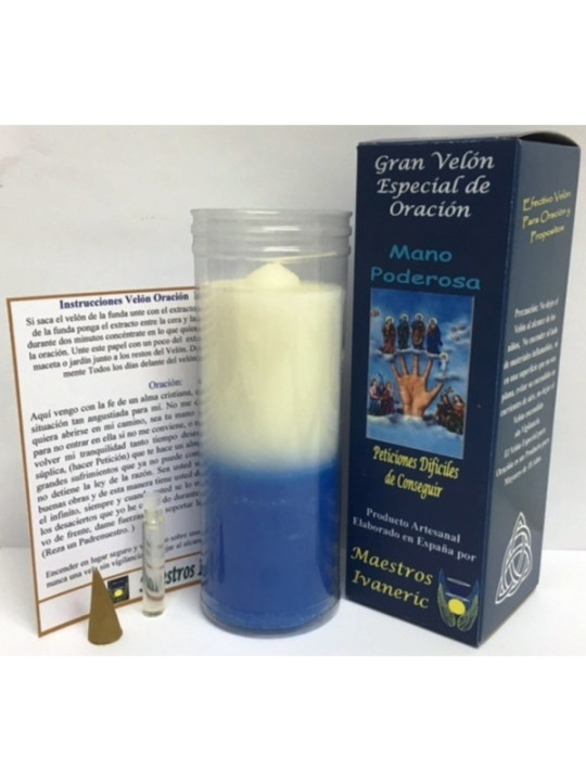 Velón Especial Potenciado Con Oración Mano Poderosa