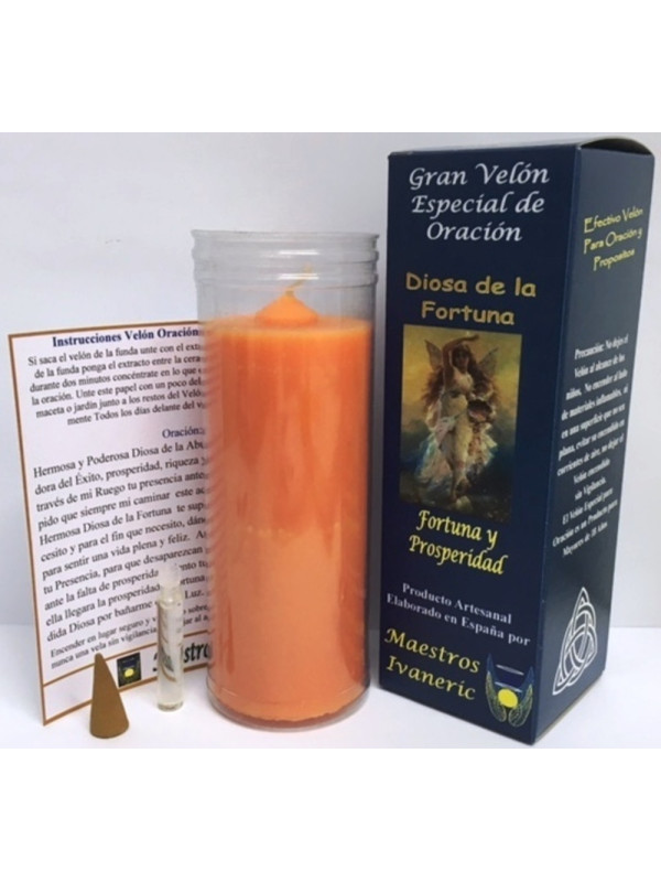 Velón Especial Potenciado Con Oración Diosa de la Fortuna