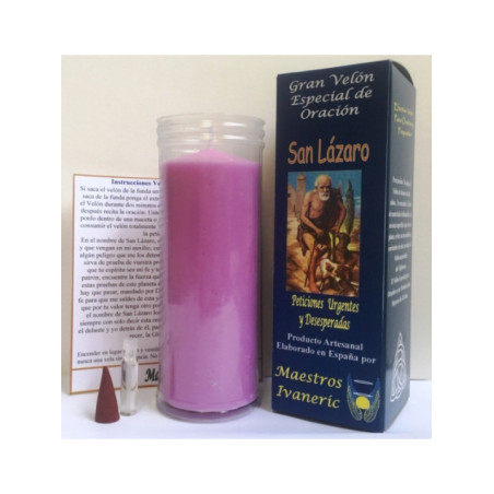 Velón Especial Potenciado Con Oración San Lázaro