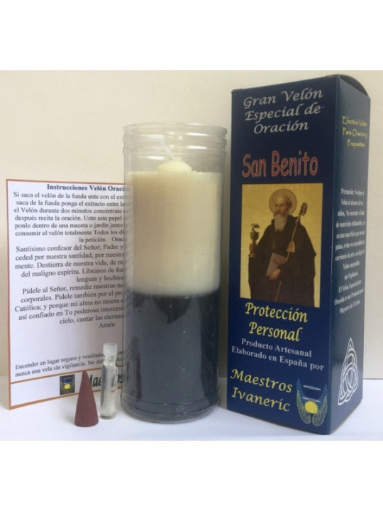 Velón Especial Potenciado Con Oración San Benito, Protección