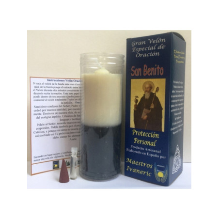 Velón Especial Potenciado Con Oración San Benito, Protección