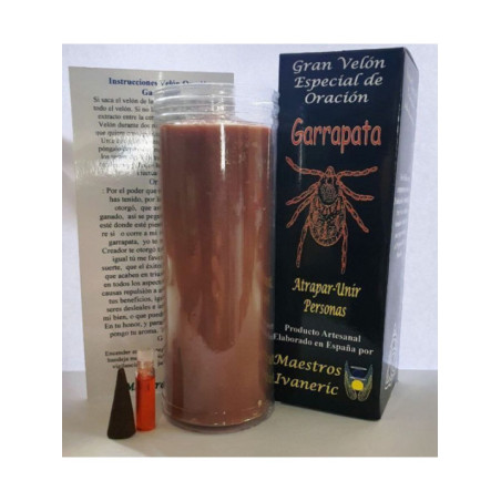 Velón Especial Potenciado Con Oración Garrapata, Amarrar