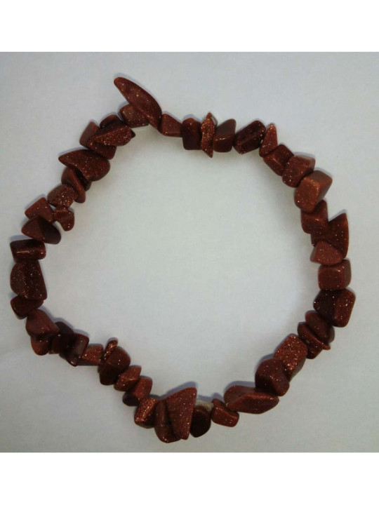 Pulsera Chip Mineral Venturina Naranja.