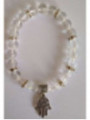 Pulsera Mineral Cuarzo Cristal con Mano de Fatima, Protección
