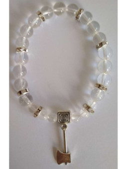 Pulsera Mineral Cuarzo Cristal con Hacha Atrae Clientes