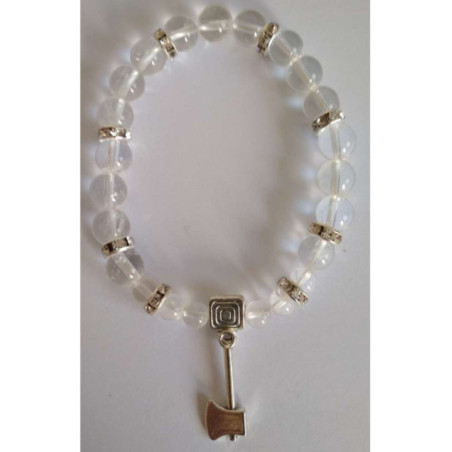 Pulsera Mineral Cuarzo Cristal con Hacha Atrae Clientes