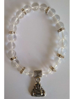 Pulsera Mineral Cuarzo Cristal con Buda de los Deseos