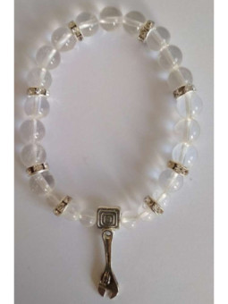 Pulsera Mineral Cuarzo Cristal con Llave del Trabajo