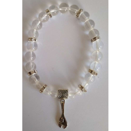 Pulsera Mineral Cuarzo Cristal con Llave del Trabajo