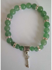 Pulsera Mineral Cuarzo Verde con Llave Abre Caminos