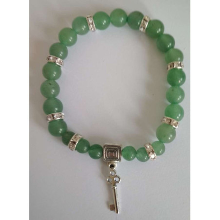 Pulsera Mineral Cuarzo Verde con Llave Abre Caminos
