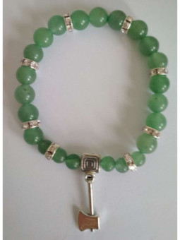 Pulsera Mineral Cuarzo Verde con Hacha, Atrae Cliente