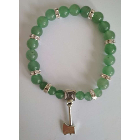 Pulsera Mineral Cuarzo Verde con Hacha, Atrae Cliente