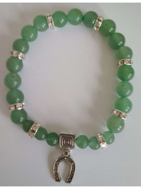 Pulsera Mineral Cuarzo Verde con Herradura de la Suerte