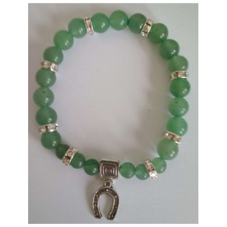 Pulsera Mineral Cuarzo Verde con Herradura de la Suerte