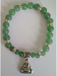 Pulsera Mineral Cuarzo Verde con Buda de los Deseos