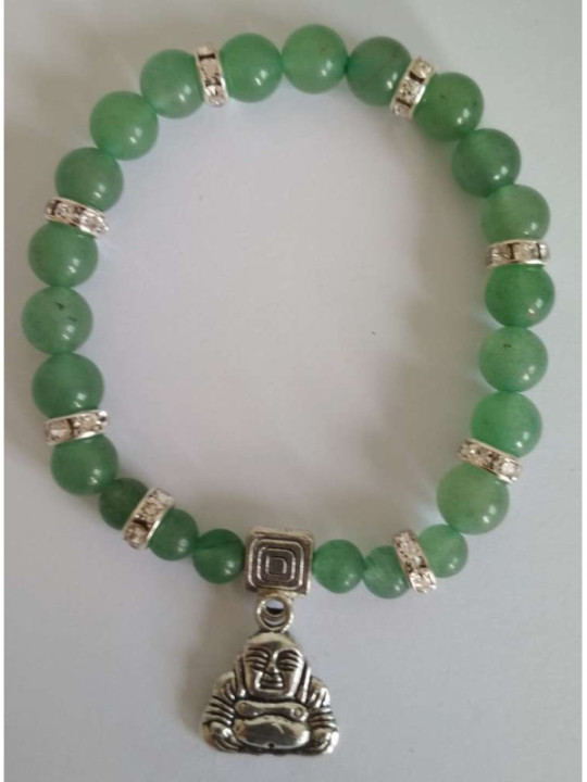 Pulsera Mineral Cuarzo Verde con Buda de los Deseos