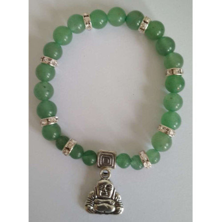 Pulsera Mineral Cuarzo Verde con Buda de los Deseos
